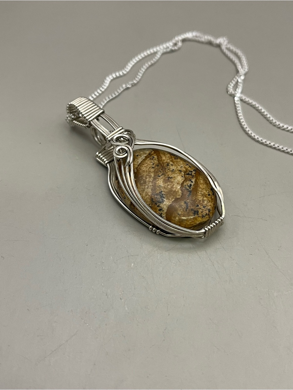Handmade Sterling Silver Wire Wrapped Interchangeable Pendant Necklace - Picture 7 of 7
